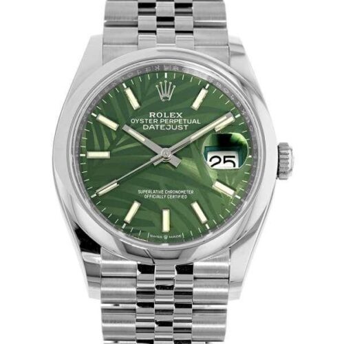 ロレックス デイトジャスト36 126200 パーム ジュビリー ROLEX 腕時計 オリーブグリーン文字盤 安心保証